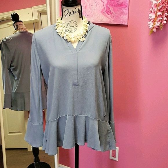 NWOT 💟 Tom Tailor Blue Blouse Top - Picture 1 of 13